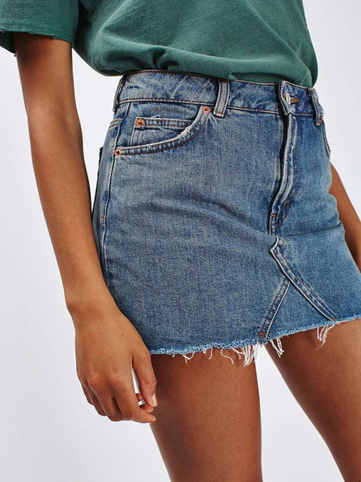 High-Waist Denim Skirt